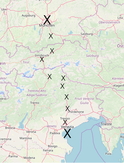 OpenStreetMap Karte der Strecke