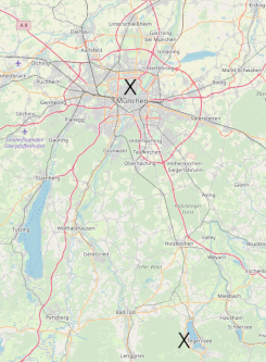 OpenStreetMap Karte der Strecke des zweiten Tages
