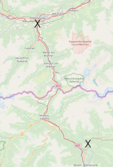 OpenStreetMap Karte der Strecke des fünften Tages