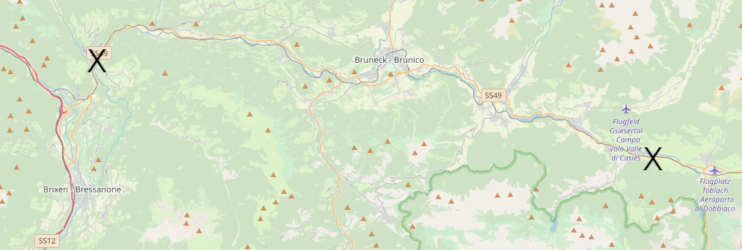 OpenStreetMap Karte der Strecke des sechsten Tages