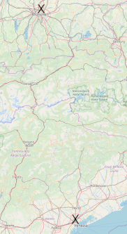 OpenStreetMap Karte der Strecke des zwölften Tages