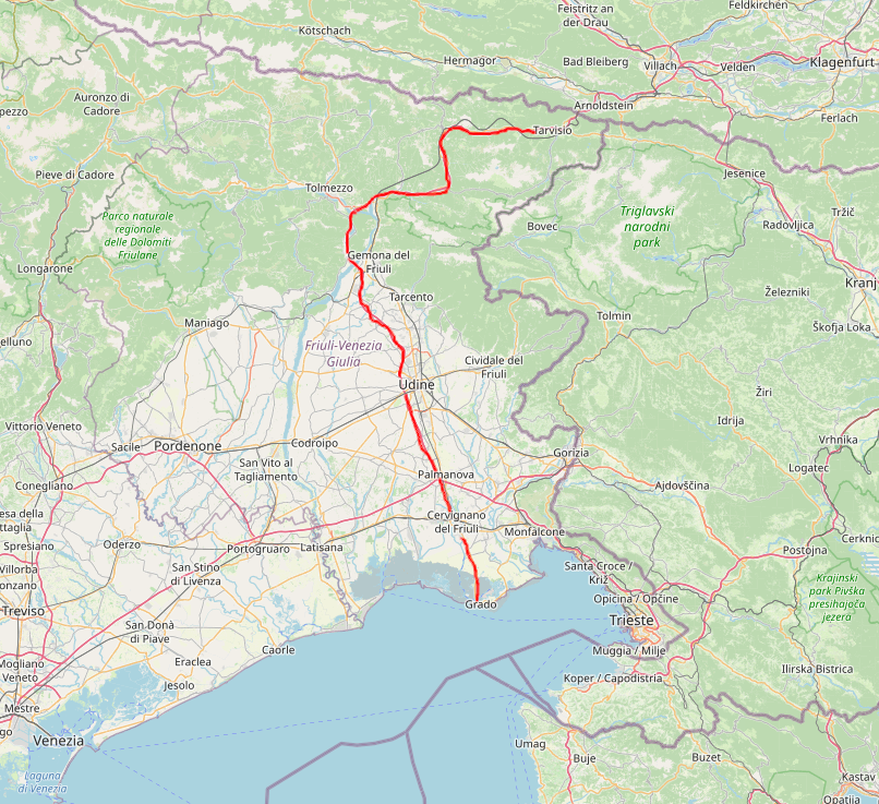 OpenStreetMap Karte, zweite Hälfte der Tour
